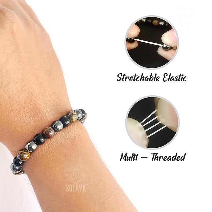Navohm Triple Protection Bracelet – Natural Certified Stones for Power, Protection & Luck