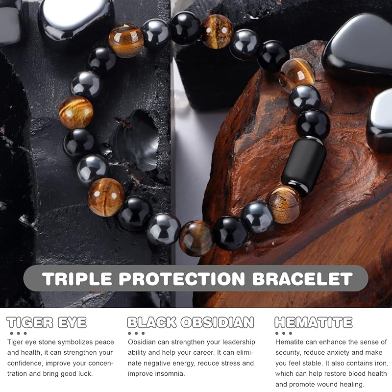 Navohm Triple Protection Bracelet – Natural Certified Stones for Power, Protection & Luck