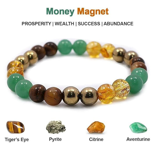 Navohm Money Magnet Crystal Healing Bracelet, Attract Wealth, Elevate Energy, Restore Balance