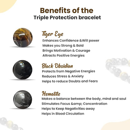Navohm Triple Protection Bracelet – Natural Certified Stones for Power, Protection & Luck